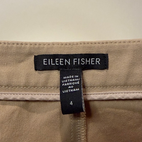 Eileen Fisher Tan Organic Cotton Straight Leg Dress Work Pants Pull On Size 4 - Picture 3 of 6
